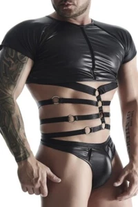 Mens Short Sleeve Harness Top with Straps - Picture 1 of 6