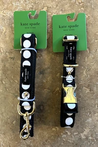 Kate Spade New York Art Dots Dog Collar & Matching Leash Set M/L Black/White NWT - Picture 1 of 12