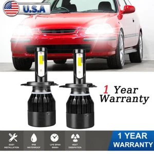 For HONDA CIVIC 1996-2000 LED Headlight H4 6000K White Bulbs Hi/Lo Beam 2x - Picture 1 of 10