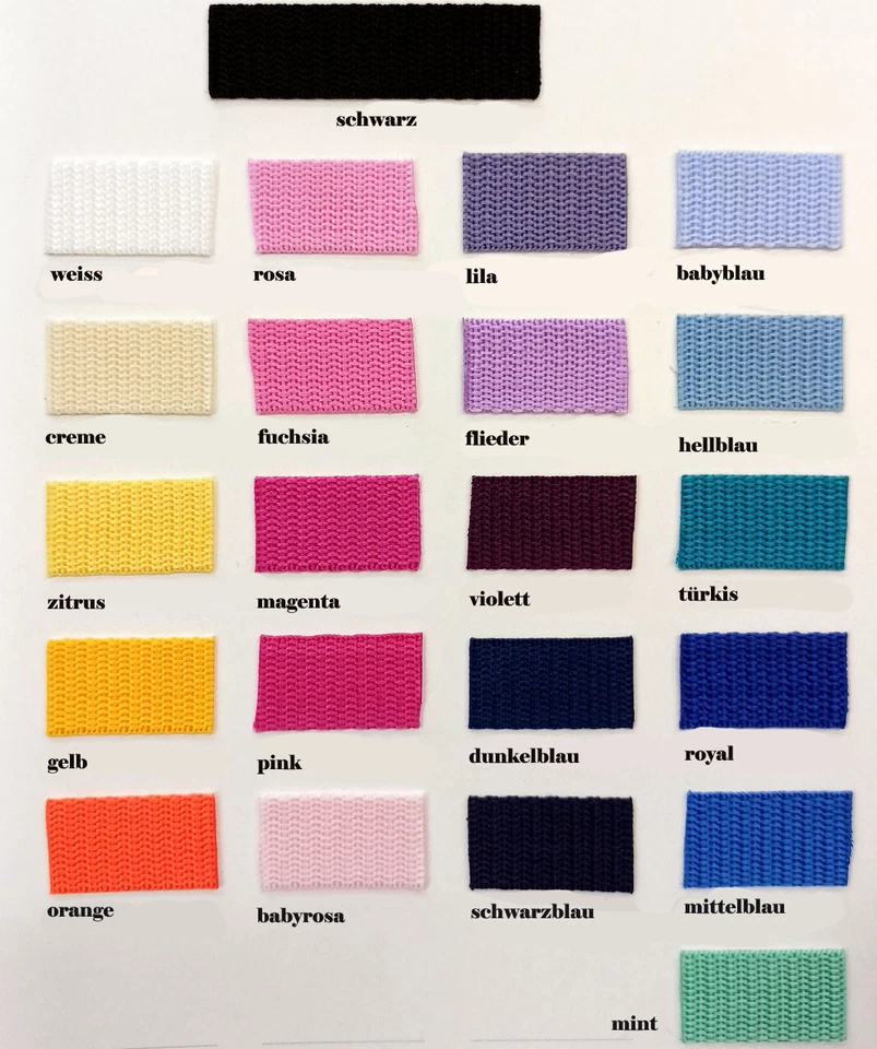 KURZWAREN DIREKT 10m Gurtband 15mm Taschengurtband Tragegurt Rollenware Gurt 1,3mm Taschenband