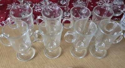 8 tazas de café irlandesas acanaladas cristalino 8 oz mango base pedestal Foto 1 de 4