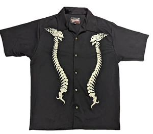 Tonic Clothing Skeletal Spine Design Men's large Button Front Camp Lounge Shirt - Picture 1 of 8