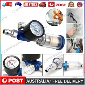 Air Regulator Gauge Spray Gun Pressure Paint Water Filter 0-140PSI 1/4 Separator - Picture 1 of 13