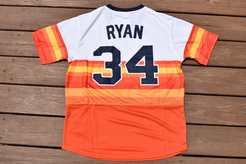 New! Nolan Ryan Astros Orange Rainbow Vintage Baseball Jersey Adult Men's Large Cover