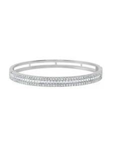 Authentic CRISLU Baguette Bangle in Platinum- MD - Picture 1 of 1