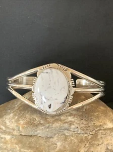 Brazalete Navajo Turquesa Búfalo Blanco Plata de Ley 1389 - Imagen 1 de 12