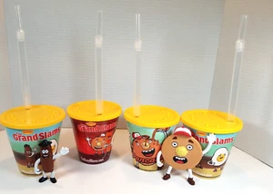 Denny's Kids Meal The Grand Slams Set 4 Bendys + 4 tazas a juego con tapas.  2018 - Imagen 1 de 9