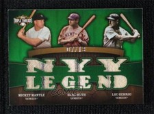 2009 Triple Threads Relic Combos Emerald 7/18 Mickey Mantle Babe Ruth Lou Gehrig