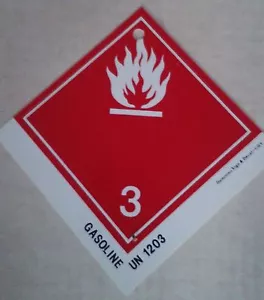 Etiqueta de vinilo de gasolina UN 1203 Clase 3 4-1/2" x 4-1/2" 25/paquete - Imagen 1 de 1