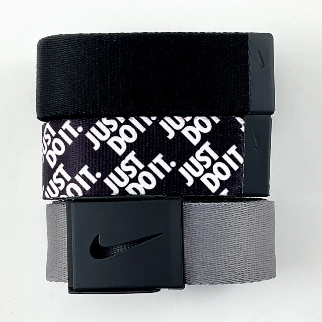 Nike 3 in 1 Web Belt Pack Just Do It Grey Black White Fits up to 42 Trim To Fit