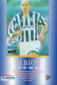 WEST BROMWICH ALBION V OLDHAM ATHLETIC 1ST DIV 19/11/1994+LEAFLET *FREE POSTAGE* - Picture 1 of 3