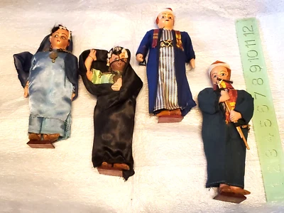 4 muñecas de colección, cabezas duras, patas de tela, pintadas a mano, ropa hecha a mano Foto 1 de 4