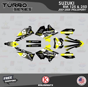 Graphics Kit for SUZUKI RM125 250 2001-08 POLISPORT RESTYLE TURBO-yellow - Picture 1 of 6