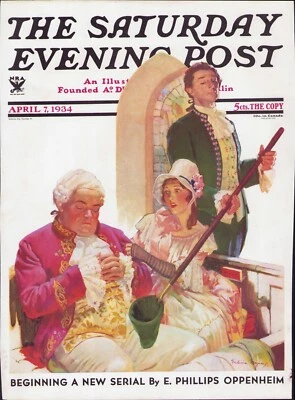 APR 7 1934 Asleep in Church During Offering SATURDAY EVENING POST COVER ONLY #1 - Image 1 of 3