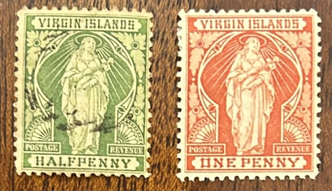 Virgin Islands: 1899 Set of 2, SC# 21 (used) & #22 (MH). Lot #04-07263 Cover