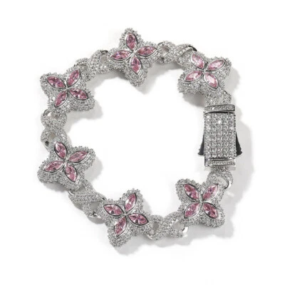 Pulsera Collar Cadena Infinita Flor Cruz Hip Hop Mujer Hombre Joyería Rap Foto 1 de 4