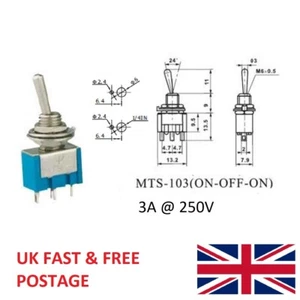 Mini Toggle Switch On-Off-On 3 Position SPDT for Boat Car Dash Model Railway  - Picture 1 of 1