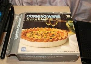 CORNING WARE French White 10" Classic Quiche Pie Plate Dish F-3 OPEN BOX - Picture 1 of 10