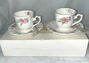 Boxed Vintage Mid-Century Suzuki Japan. You and Me Teacups Saucers & Teaspoons. - Bild 1 von 11