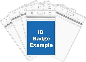 7 Pack ID Badge Holders Clear Card Waterproof vertical Name Tag Nurse school - Picture 1 of 7