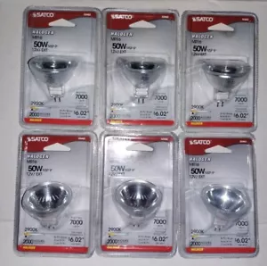 NEW & Sealed 6 Pack Lot Satco S3462 Halogen 50W 12V EXT MR16 2-Pin NSP 9 2900K - Picture 1 of 5