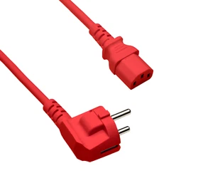 DINIC Netzkabel Europa CEE 7/7 90° auf C13, 0,75 mm², VDE, rot, Länge 1m - Bild 1 von 6