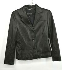Wilsons Leather Pelle Studio Notch Lapel Womens Button Front Leather Jacket M
