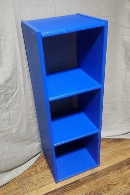 Blue 3 shelf easy clean all weather plastic small bookcase, great for children - Image 1 of 3