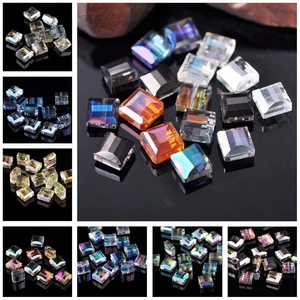 10pcs 9mm Flat Square Cube Faceted Crystal Glass Loose Beads for Jewelry Making - Picture 1 of 17
