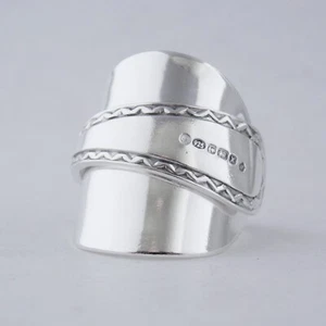 Anello cucchiaio argento sterling fatto a mano dichiarazione giubileo segno distintivo 2022 regalo unico - Foto 1 di 12