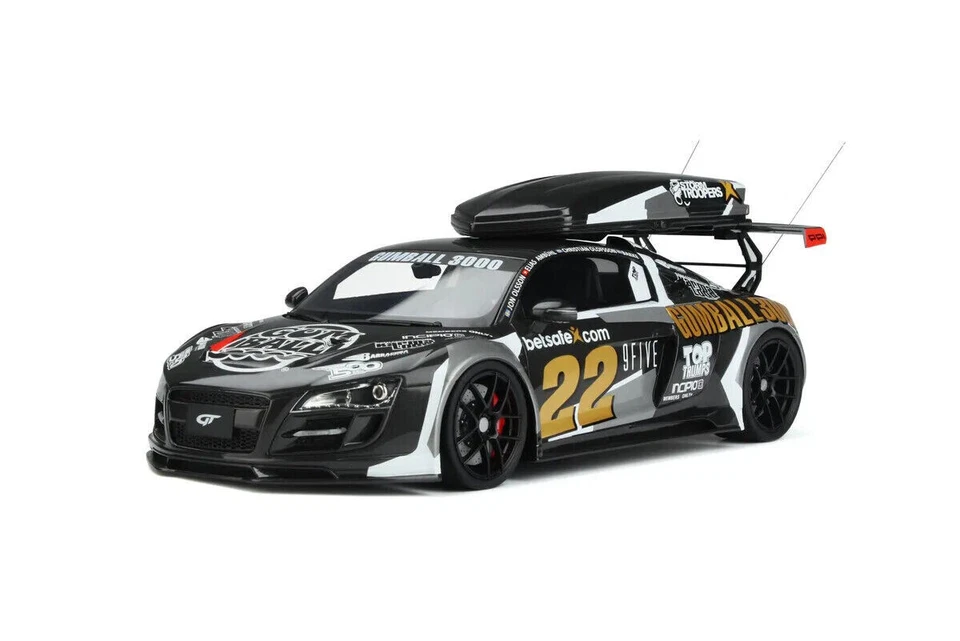 GT SPIRIT 1:18 IN RESINA  AUTO AUDI R8 GUMBALL 3000 #22 GRIGIO  ART GT386 - Immagine 1 di 4