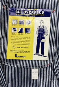 VTG Penneys Pay Day Bib Overalls Liberty Stripe Denim Deadstock 40s 50s Workwear - Picture 1 of 17