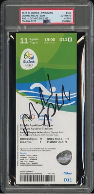Boleto completo firmado por Michael Phelps 2016 Juegos Olímpicos de Río Oro #22 PSA/ADN 9 AUTOMÁTICO Foto 1 de 2