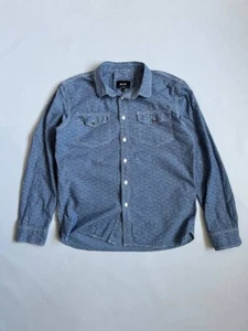 HUF Unisex Blue Chambray Workwear Cat Eye Button Up Shirt Size M - Picture 1 of 19