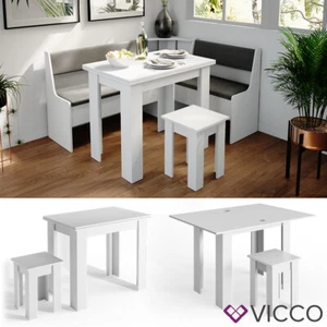 Eckbankgruppe Küchentisch Esstisch 120x90cm Hocker Essgruppe Roman Weiß Vicco - Bild 1 von 9