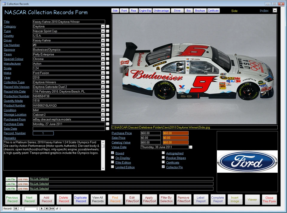 NASCAR Collector Diecast Model Database Software Professional USB for Windows - Image 1 of 1