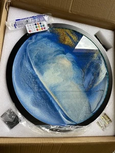17" 3D Dynamic Moving Sand Art Picture with LED Wall Sconce Round Glass Home Dec - Picture 1 of 5