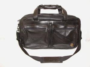 Bolsa de equipaje de mano para computadora portátil LE VANGEE serie de cuero genuino negro con cremallera - Imagen 1 de 4