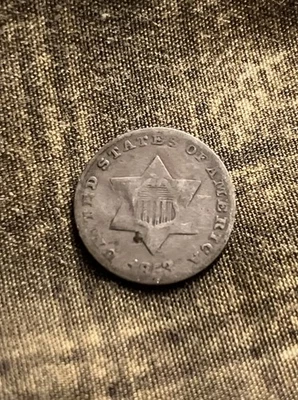 1853 Three Cent Silver Trime Fine XF Coin US 3 Cent Small Piece - Image 1 of 2