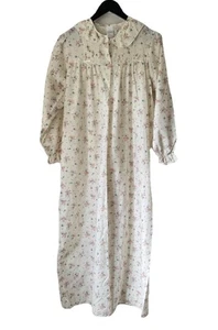 Vintage C&A Cream Floral Long Sleeve Nightdress Peter Pan Collar Bows UK 12 - Picture 1 of 15