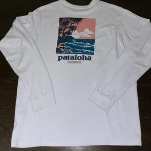 Patagonia Pataloha Herren L Regular Fit Weiß Langarm Haleiwa Graphic - Bild 1 von 5