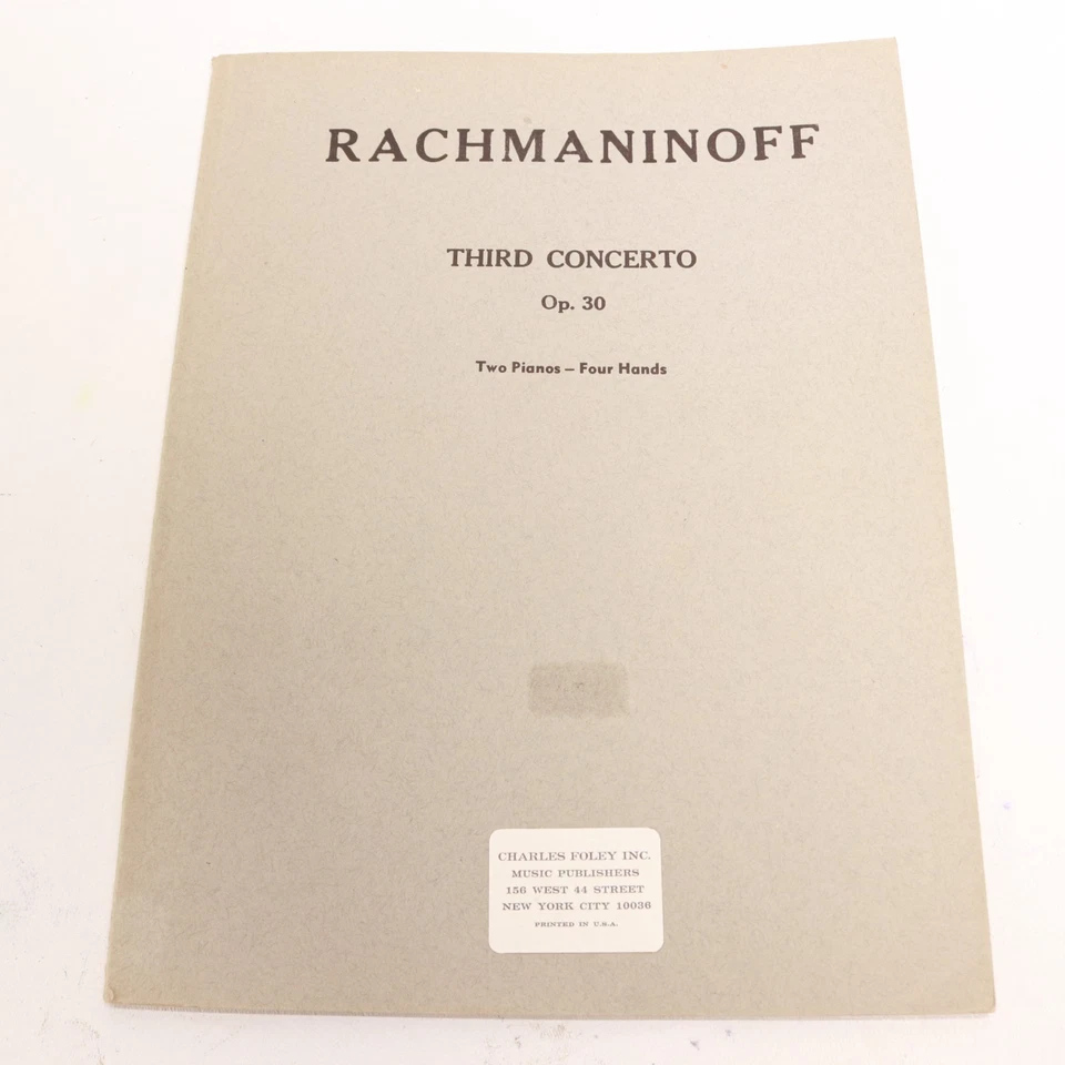 Rachmaninoff Third Concerto Op 30 2 Pianos 4 Hands Score Charles Foley NY - Image 1 of 4