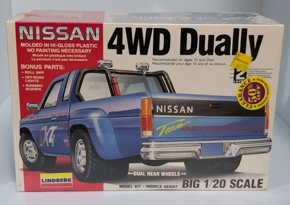 Lindberg Nissan 4wd Dually Pickup Truck 1:20 Scale Plastic Model Car Kit Sealed - Image 1 of 4