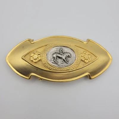 Accessocraft Belt Buckle Vintage Gold Tone Lion Large Statement 1980s Silver - Image 1 of 4