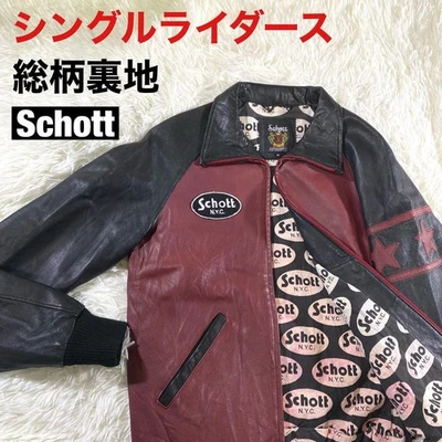 Schott Lambskin Leather Single Biker All-over Lining Bordeaux Bi-color M - Image 1 of 4
