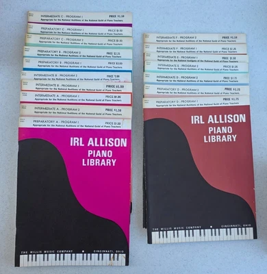 Lote 17 livros de partituras de música IRL Allison Piano Library intermediário elementar muito bom estado usado - Imagem 1 de 4