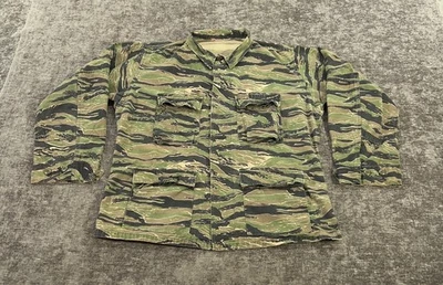 Vintage Military Jacket Mens Large Tiger Stripe Camo Combat Coat Ripstop Propper - Image 1 of 4