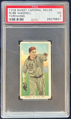 Rube Waddell Throwing. 1909-11 T206 Sweet Caporal 350/25. PSA 3. Very Good Pop 3 - Image 1 of 2