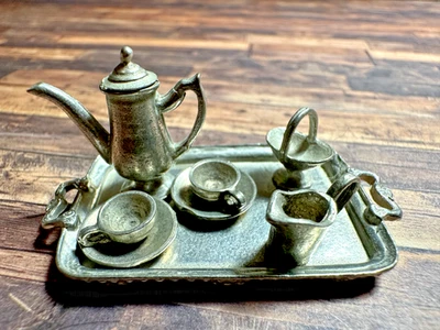 Dolls House Metal Coffee Set on Tray 1:12 Scale (Lot 815) - Image 1 of 3