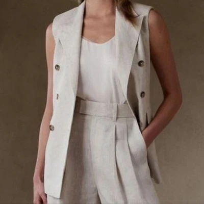 Banana Republic льняной жилет двойной груди длинный натуральный размер 14 - Изображение 1 из 4